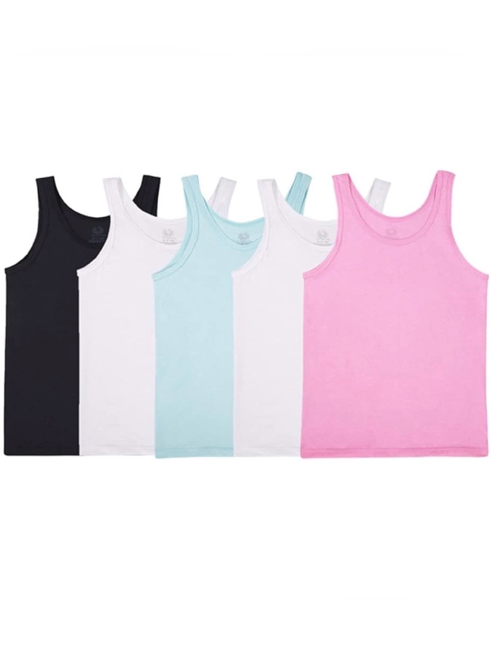 Kids Scoop Neck Tank Top - Pink, Light Blue, White, Black